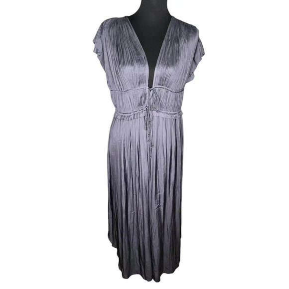 Ulla Johnson Kaiya Pleated Midi Dress in Gray - Picture 2 of 9